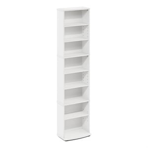 Pemberly Row 7 Shelf Adjustable Multimedia Storage Tower in White Finish