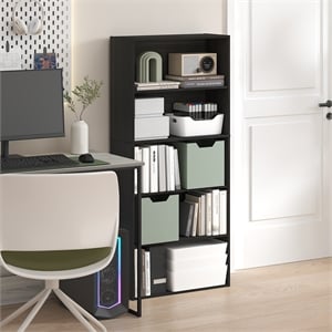 Pemberly Row 5 Tier Adjustable Bookshelf 52 Inch Tall in Espresso Finish