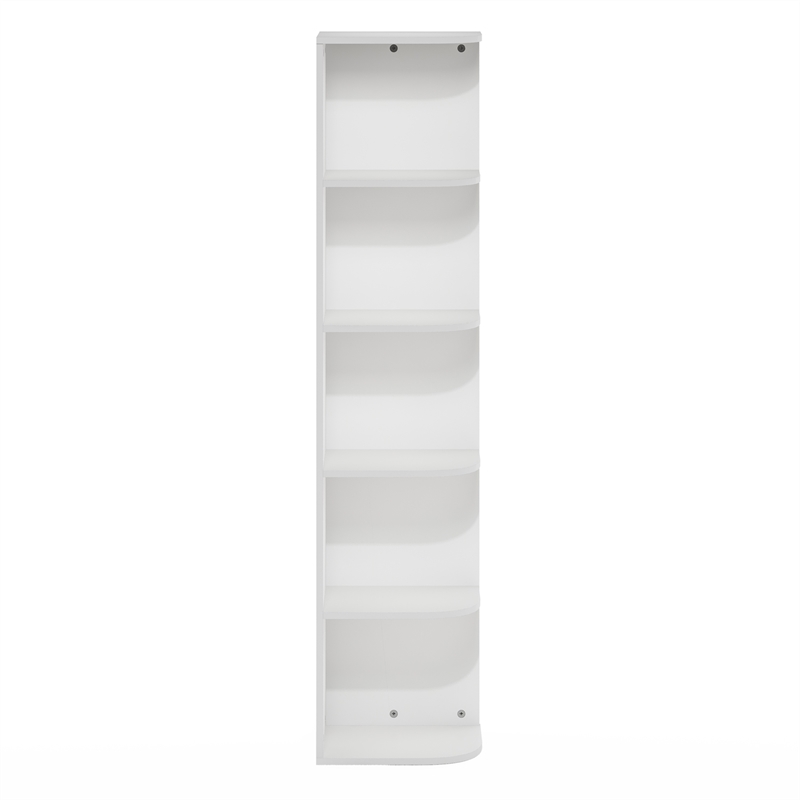 Pemberly Row 5 Tier Corner Open Shelf Bookcase for Small Spaces in White