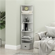 Pemberly Row 5 Tier Corner Open Shelf Bookcase for Small Spaces in White