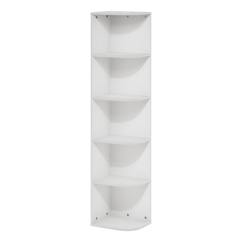 Pemberly Row 5 Tier Corner Open Shelf Bookcase for Small Spaces in White