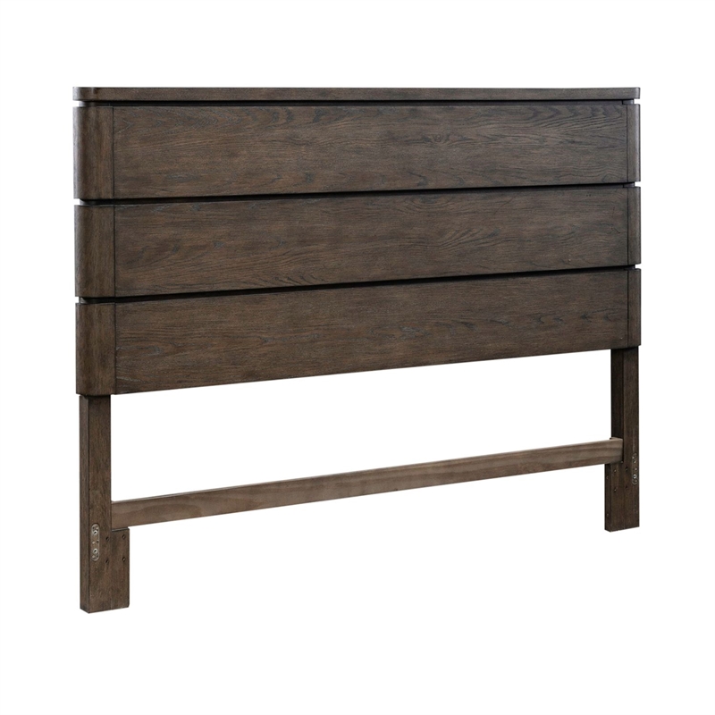 Pemberly Row Queen Panel Headboard with Touch LED Lighting in Brown