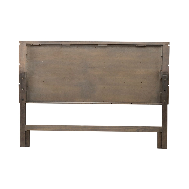 Pemberly Row Queen Panel Headboard with Touch LED Lighting in Brown