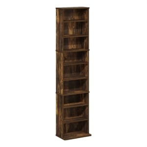 Pemberly Row 9 Shelf Multimedia Storage Tower with Adjustable Shelves in Amber