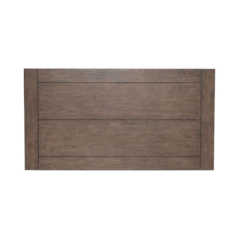 Pemberly Row Rectangular Cocktail Table with Planked Top in Brown