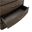 Pemberly Row 5 Drawer Chest with Starburst Veneer Top in Brown
