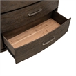 Pemberly Row 5 Drawer Chest with Starburst Veneer Top in Brown