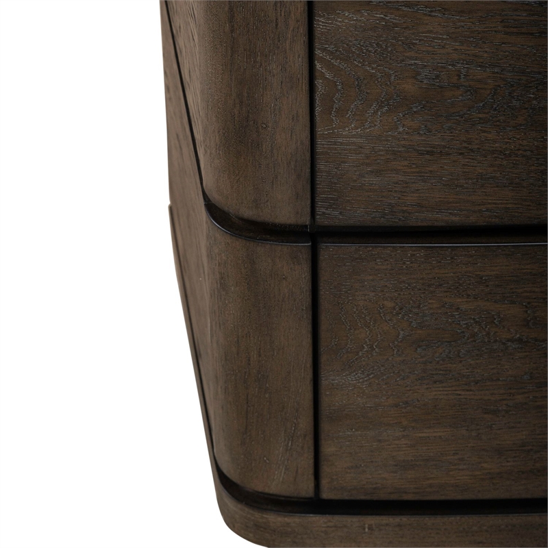 Pemberly Row 5 Drawer Chest with Starburst Veneer Top in Brown