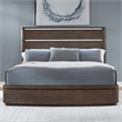 Pemberly Row California King Panel Bed with Touch LED Lighting in Brown