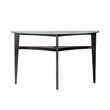 Pemberly Row Demilune Sofa Table with Tempered Glass Top in Brown