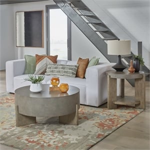 Pemberly Row 3 Piece Round Cocktail and End Table Set in Dusty Taupe Concrete