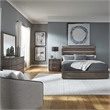 Pemberly Row Queen Panel Bed with Dresser Mirror and Nightstand in Brown