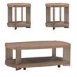 Pemberly Row 3 Piece Oval Cocktail and End Table Set with Metal Legs in Brown
