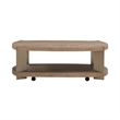 Pemberly Row Oval Cocktail Table with Casters and Metal Legs in Brown
