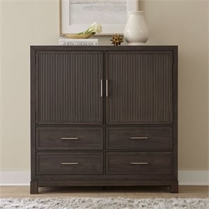 Pemberly Row Dressing Chest with Reeded Doors and 4 Drawers in Brown