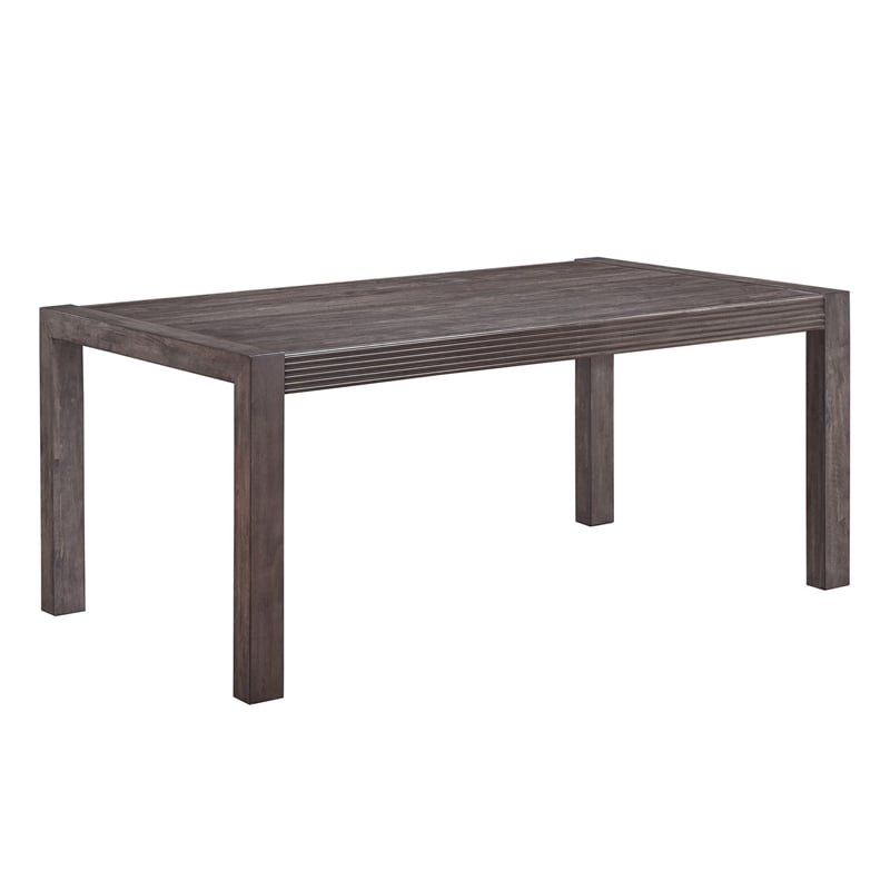 Pemberly Row Rectangular Dining Leg Table with Reeded Accents in Brown