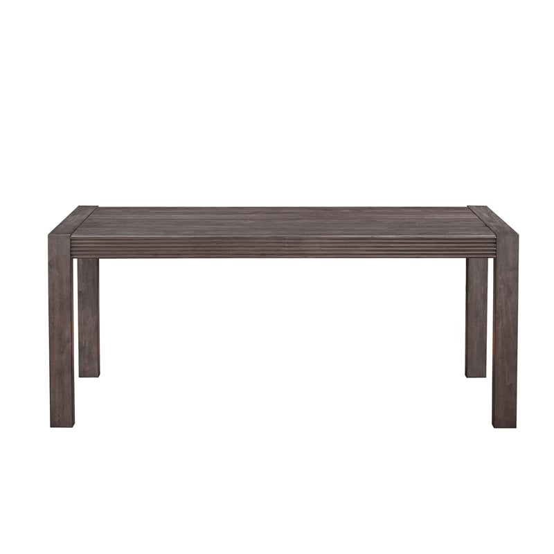 Pemberly Row Rectangular Dining Leg Table with Reeded Accents in Brown