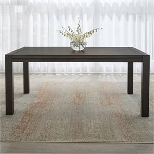 Pemberly Row Rectangular Dining Leg Table with Reeded Accents in Brown