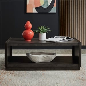 Pemberly Row Cocktail Table with Reeded Panels and Casters in Brown