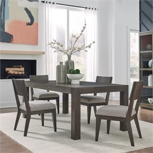 Pemberly Row 5 Piece Rectangular Table Dining Set with Chairs in Brown