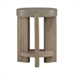 Pemberly Row Chairside Table with Faux Concrete Top and Shelf in Brown