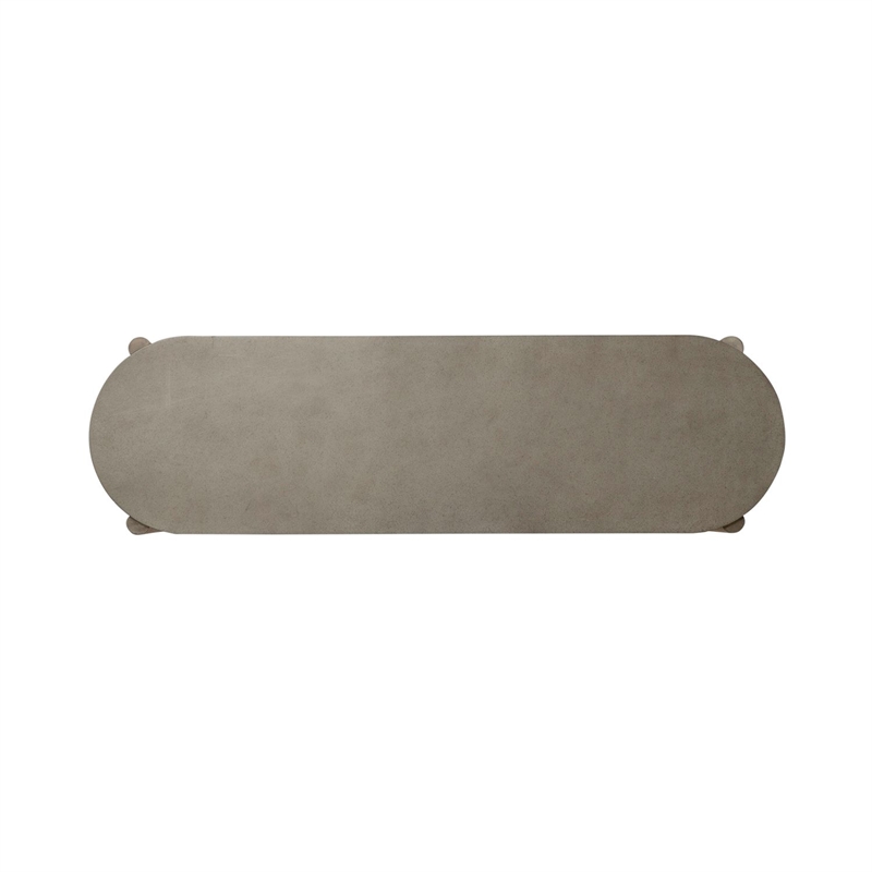 Pemberly Row Sofa Table with Faux Concrete Top and Open Shelves in Brown