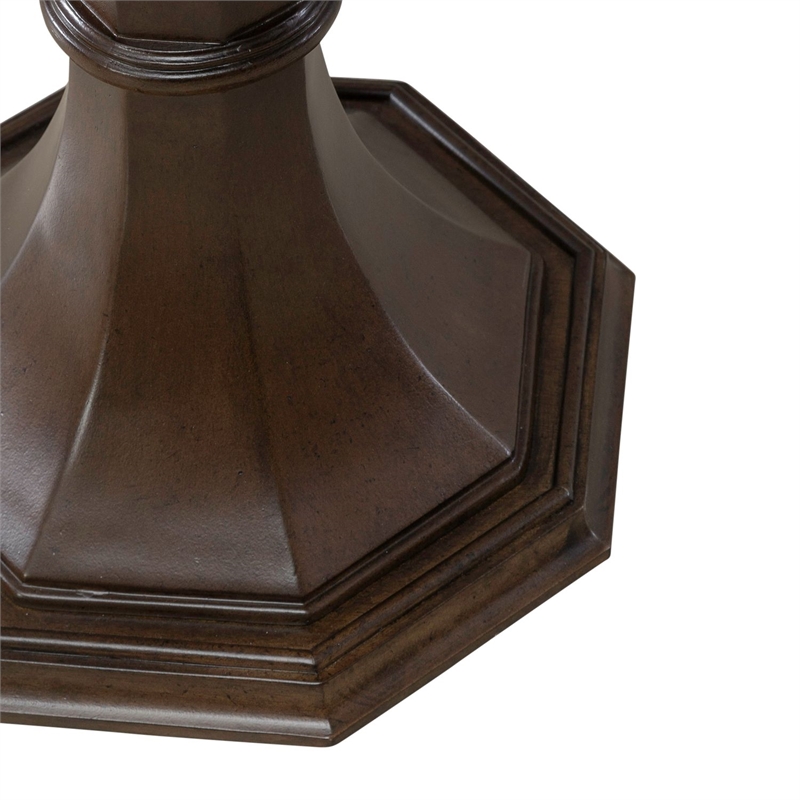 Pemberly Row Round Chairside Table with Fancy Face Veneer Top in Cherry