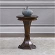 Pemberly Row Round Chairside Table with Fancy Face Veneer Top in Cherry