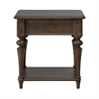 Pemberly Row Drawer End Table with Turned Legs and Open Shelf in Cherry