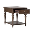 Pemberly Row Drawer End Table with Turned Legs and Open Shelf in Cherry