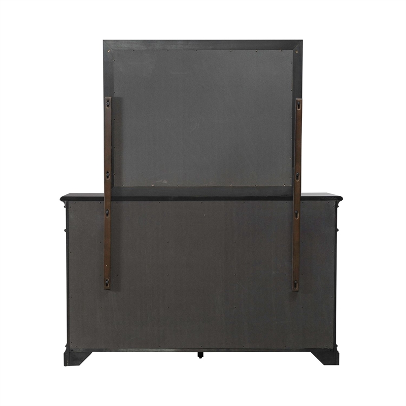 Pemberly Row 8 Drawer Dresser and Mirror with Felt Lined Drawers in Cherry