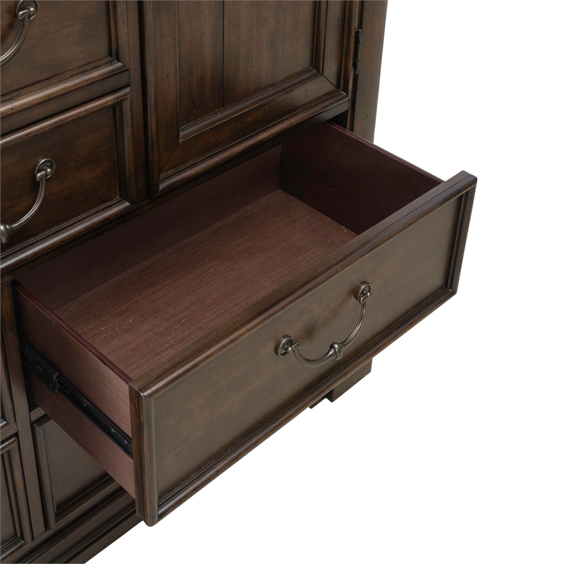 Pemberly Row 2 Door 10 Drawer Chest with Cedar Lined Drawers in Cherry