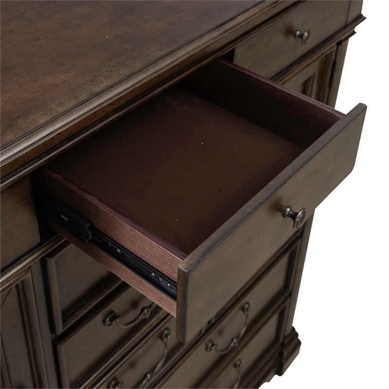 Pemberly Row 2 Door 10 Drawer Chest with Cedar Lined Drawers in Cherry