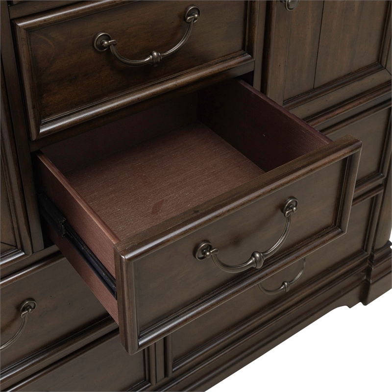 Pemberly Row 2 Door 10 Drawer Chest with Cedar Lined Drawers in Cherry