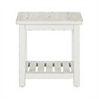 Pemberly Row Farmhouse End Table with Open Slatted Shelf in White