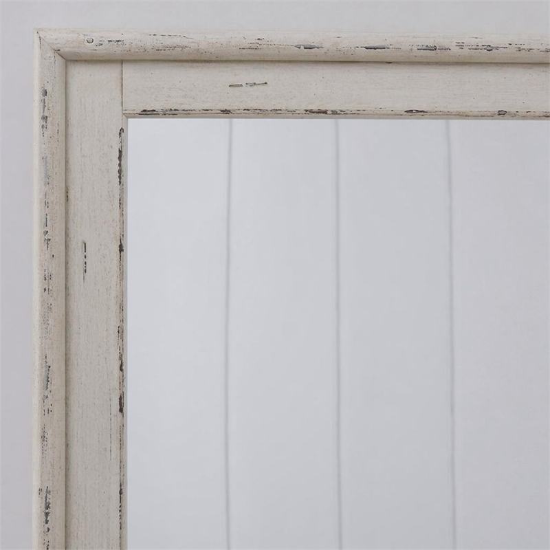 Pemberly Row Landscape Mirror with Beveled Edge and Bead Molding in White