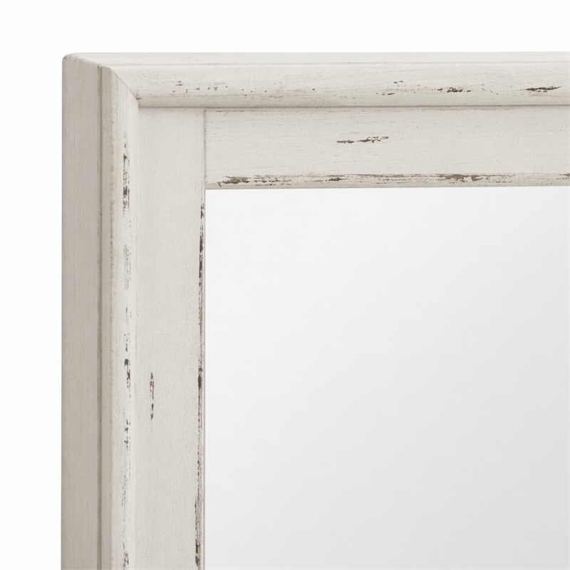 Pemberly Row Landscape Mirror with Beveled Edge and Bead Molding in White