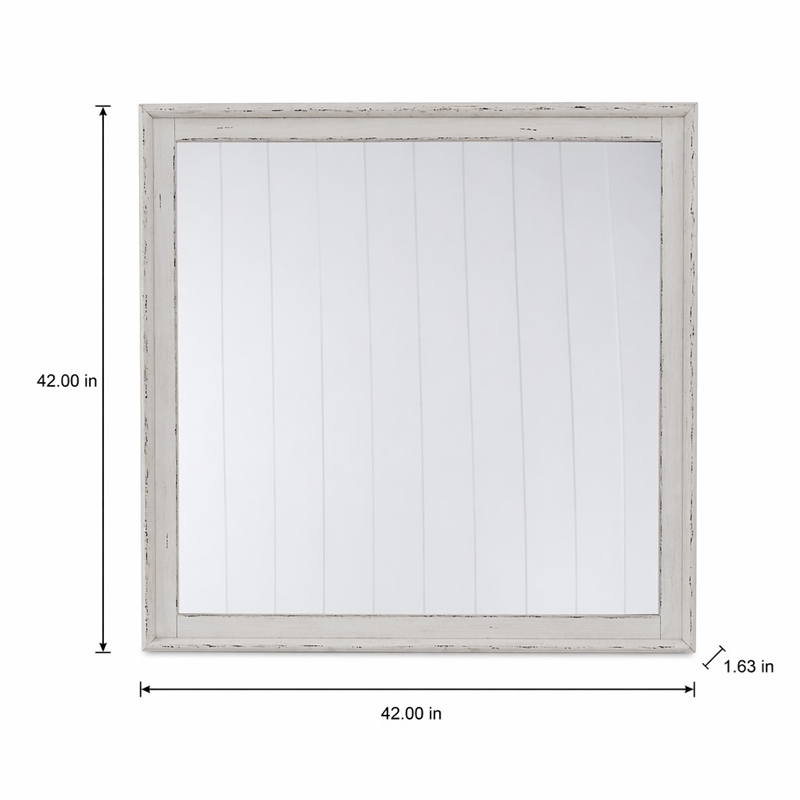 Pemberly Row Landscape Mirror with Beveled Edge and Bead Molding in White