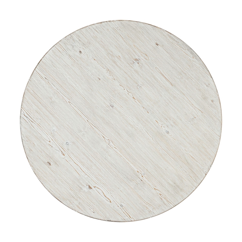 Pemberly Row Round Cocktail Table with X Style Trestle Base in White