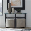 Pemberly Row Demilune Sofa Table and Upholstered Ottoman Set in Espresso Finish