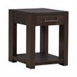 Pemberly Row Chairside Table with Storage Drawer and Open Shelf in Brown