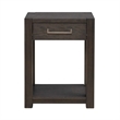 Pemberly Row Chairside Table with Storage Drawer and Open Shelf in Brown