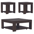 Pemberly Row 3 Piece Cocktail and End Table Set with Casters in Brown