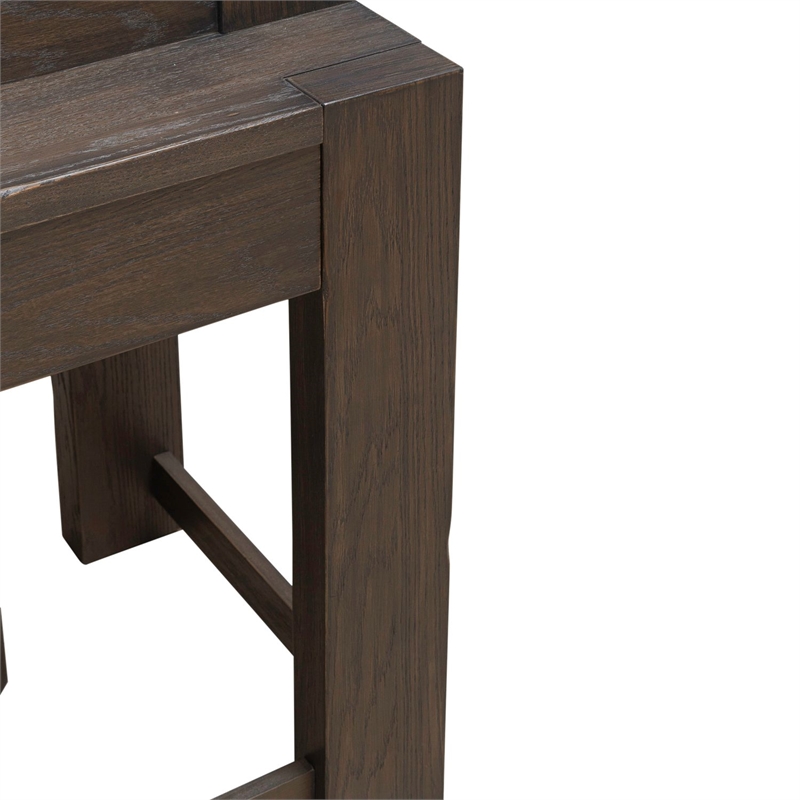 Pemberly Row Console Bar Table with Built In Charging Station in Brown