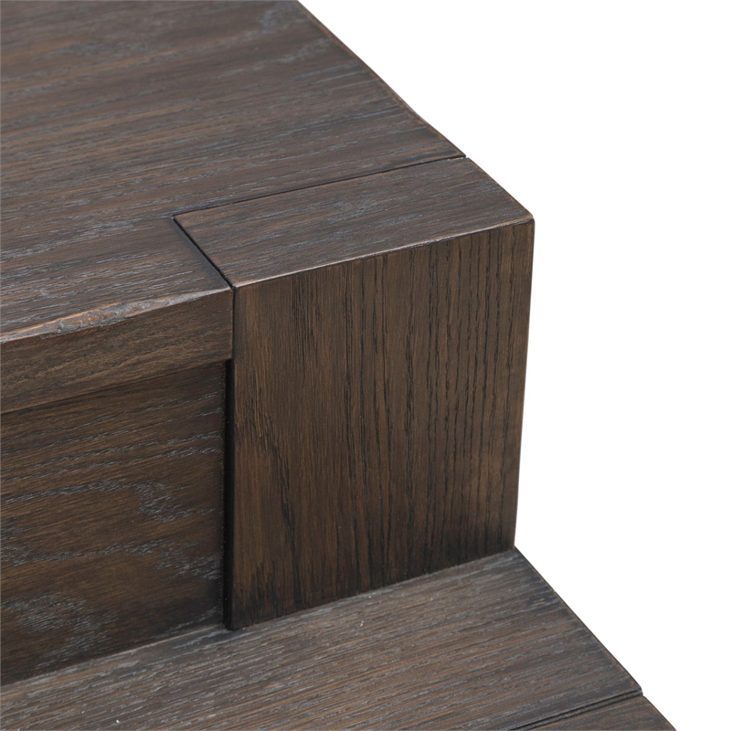 Pemberly Row Console Bar Table with Built In Charging Station in Brown