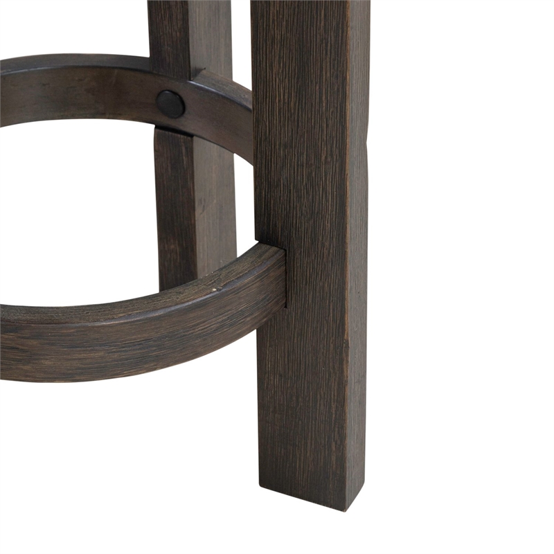 Pemberly Row Upholstered Swivel Console Stool with Footrest in Bark Brown