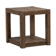 Pemberly Row Square Chairside Table with Planked Top in Brown