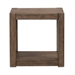 Pemberly Row Square Chairside Table with Planked Top in Brown