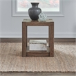 Pemberly Row Square Chairside Table with Planked Top in Brown