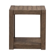 Pemberly Row Square Chairside Table with Planked Top in Brown